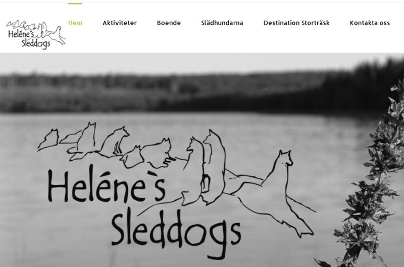 Helenes sleddogs hemsida byggd av mediebyrån PR4u