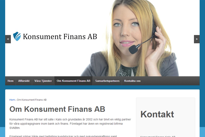 reklambyrån PR 4u har byggt denna webbsida till konsument finans