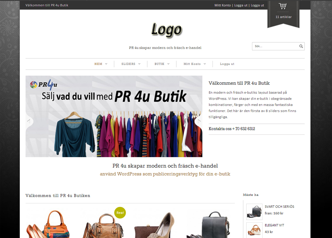 e-butik layerslider layout "mini" PR 4u skapar modern och fräsch e-butiks layout baserad på WordPress